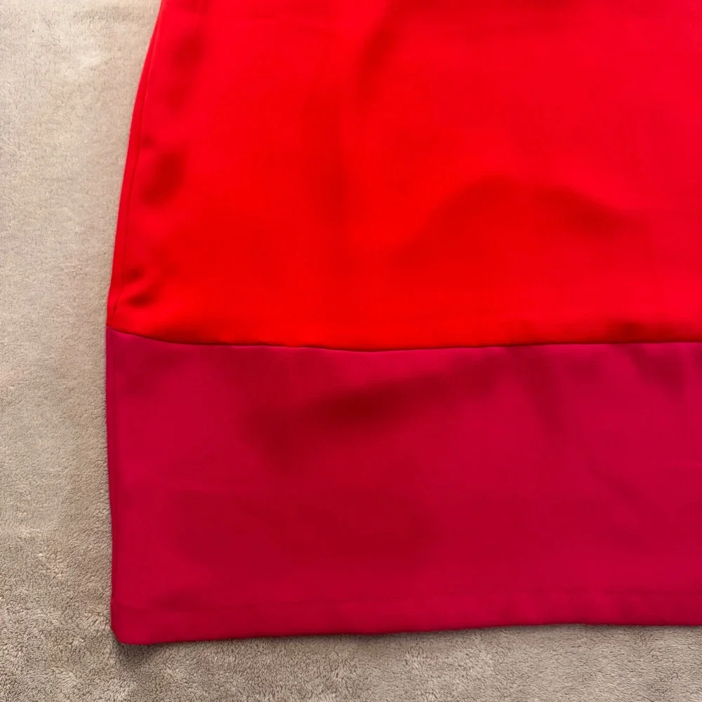 Boss Babe Colorblock Shift Dress Red Pink Wedding Party Career Minimalist‎ SZ 8